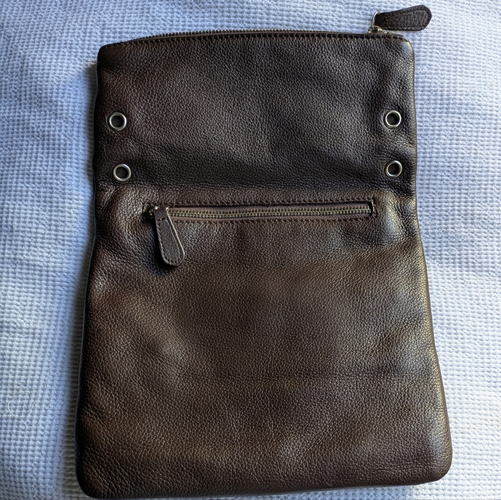Leather Dark Brown Women's Bag/Clutch. W 9.5 in X L 13.5